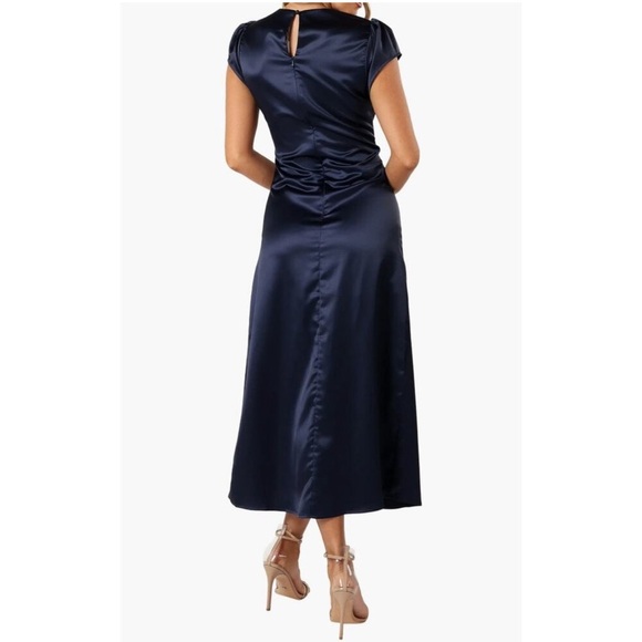 NEW Petal & Pup Lisbeth midi dress in navy satin Medium - Picture 5 of 13